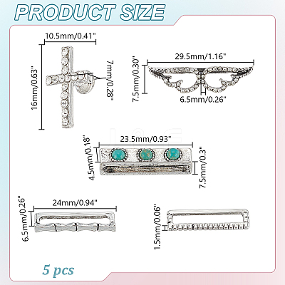 1Pc Cross Shape Zinc Alloy with Rhinestone Watch Band Studs FIND-AR0006-58-1