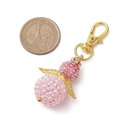Angel Glass Seed Bead Pendant Decorations HJEW-MZ00088-1