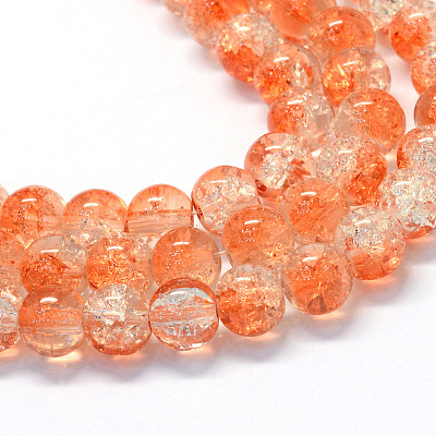 Baking Paint Transparent Crackle Glass Round Bead Strands DGLA-Q018-8mm-08-1
