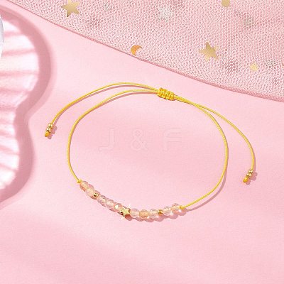 Natural Round Citrine Beads Braided Bead Bracelets for Women BJEW-JB11655-01-1