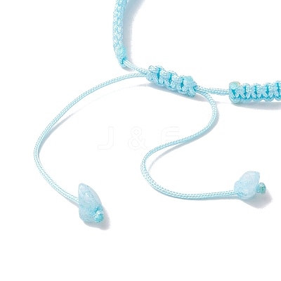 Adjustable Rhombus Natural Gemstone Braided Bracelets for Women BJEW-JB10993-01-1
