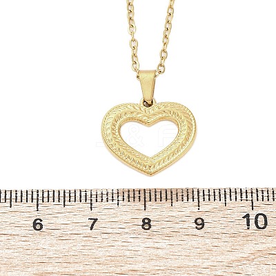 Hollow Heart 304 Stainless Steel Pendant Necklaces NJEW-M096-13G-1