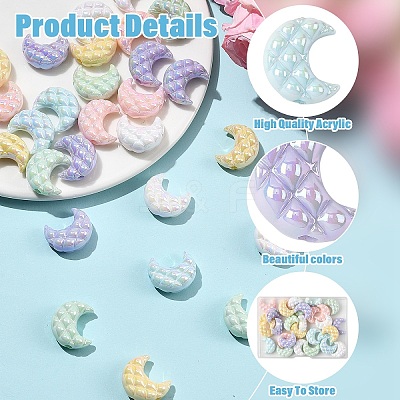 30Pcs 6 Colors UV Plating Opaque Acrylic Beads OACR-YW0004-66-1