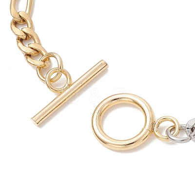 2Pcs 304 Stainless Steel Two Tone Figaro Chain Bracelets BJEW-JB13017-1