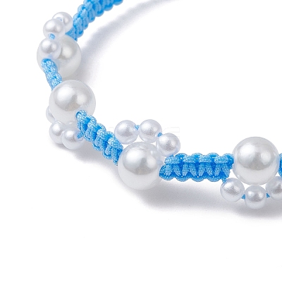 3Pcs 3 Colors Imitated Pearl Acrylic and ABS Plastic Imitation Pearl Beads Braided Bead Bracelets for Women BJEW-JB12082-1