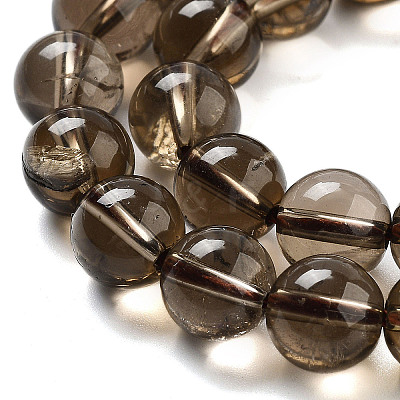 Natural Smoky Quartz Round Beads Strands G-E329-10mm-38-1