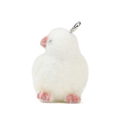 Animal Theme Flocky Opaque Resin Pendants RESI-H042-01P-01-1
