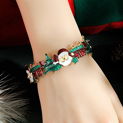 Christmas Theme Alloy Enamel Bangles for Women WG4C6FF-03-1