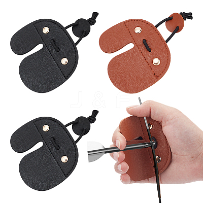 4Pcs 2 Styles Fingers Leather Archery Bow Gloves Tip Protector AJEW-NB0006-34-1
