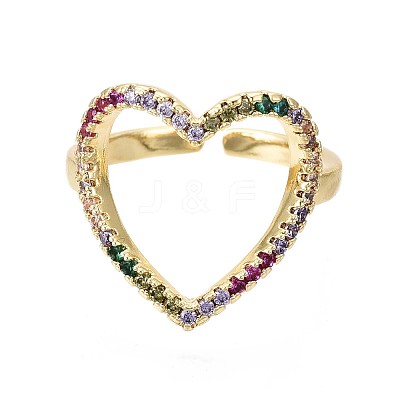 Brass Micro Pave Cubic Zirconia Cuff Rings RJEW-S044-104-NF-1