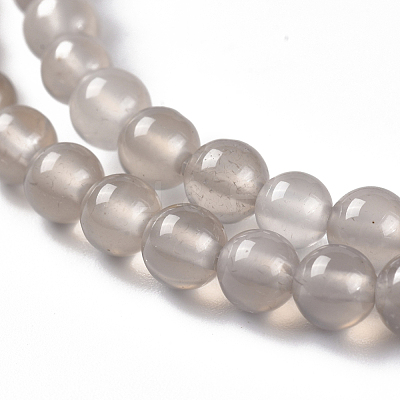 Natural Gray Agate Bead Strands G-R193-12-4mm-1