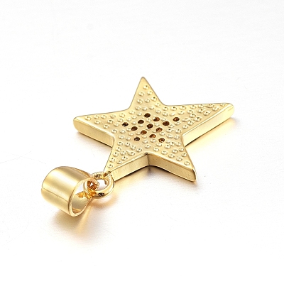 Brass Micro Pave Clear Cubic Zirconia Pendants X-ZIRC-L085-85G-1