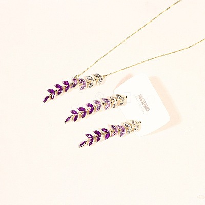 Wheat Alloy Gradient Color Cubic Zirconia Pendant Necklace & Stud Earring FS-WGBA5F1-01-1
