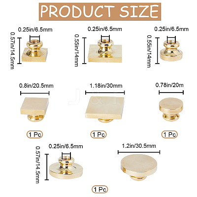 4Pcs 4 Styles Brass Blank Stamp Heads DIY-CP0009-48-1