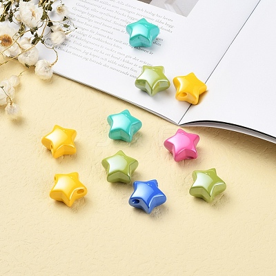 32Pcs 8 Colors Opaque Acrylic Beads MACR-YW0001-41-1