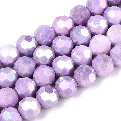 Anti-Tarnish Electroplate Glass Beads Strands X-EGLA-T021-8mm-15-08-1