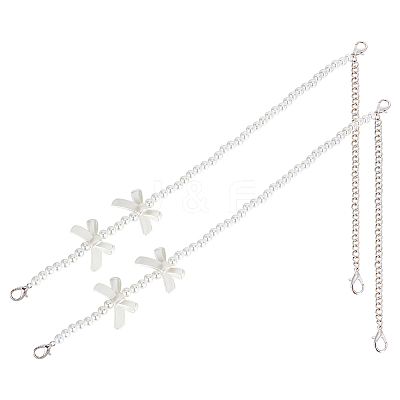 2Pcs Adjustable ABS Imitation Pearl Beaded Bag Straps DIY-AR0003-16C-1