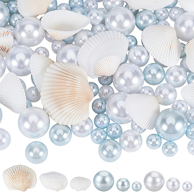 140Pcs 3 Styles ABS Plastic Imitation Pearl Round Beads KY-SP0001-64-1