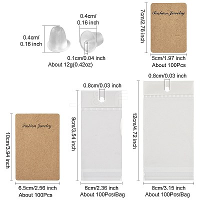 200Pcs 2 Styles Rectangle Cardboard Paper Earring Display Cards CDIS-FS0001-28-1