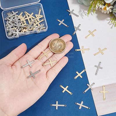 60Pcs 2 Colors Religion 201 Stainless Steel Connector Charms STAS-UN0054-08-1