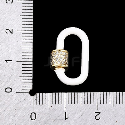 Oval Brass Micro Pave Clear Cubic Zirconia Screw Carabiner Clasps KK-B167-01A-G-1