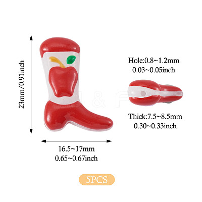 5Pcs Boot Baking Paint Glass Enamel  Beads LAMP-TADJ0001-08B-1