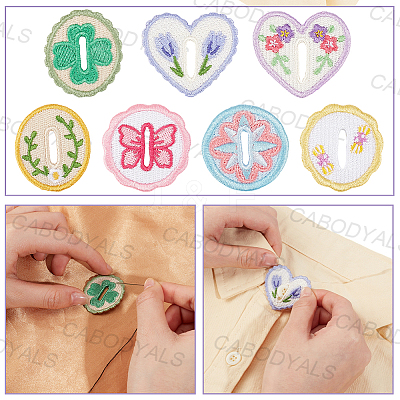 14Pcs 2 Bags Oval/Heart/Flat Round Polyester Embroidery Sew On Patches PATC-CY0001-75-1