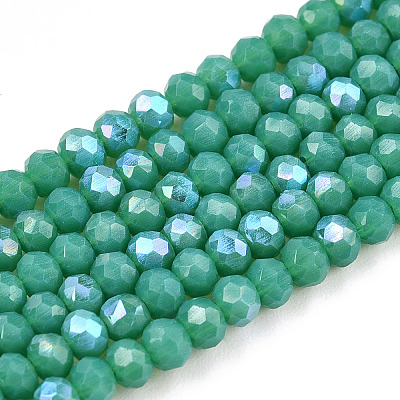 Electroplate Opaque Solid Color Glass Beads Strands EGLA-A034-P2mm-L25-1