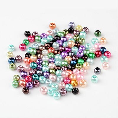 Mixed Pearlized Glass Pearl Round Beads X-HYC002-1