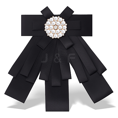 Bowknot Satin Rhinestone Brooches JEWB-WH0020-045-1