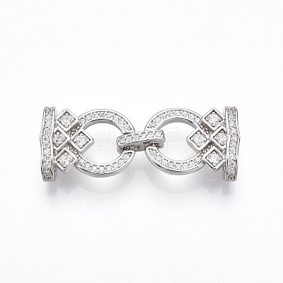 925 Sterling Silver Micro Pave Clear Cubic Zirconia Fold Over Clasps STER-T008-01P-1