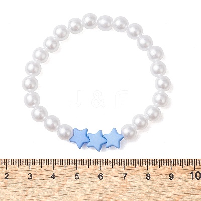 Children's Day Imitated Pearl Acrylic Beads Stretch Bracelets BJEW-JB13538-1