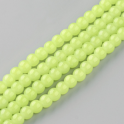Baking Paint Imitation Jade Glass Round Bead Strands DGLA-Q021-4mm-08-1