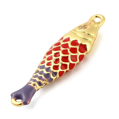 Brass Enamel Fish Connector Charms KK-H527-11G-04-1