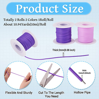 20M 2 Colors Hollow Pipe PVC Tubular Synthetic Rubber Cord RCOR-TA0001-23-1