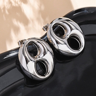 Oval 304 Stainless Steel Stud Earrings LS-EJEW-A125-79B-P-1