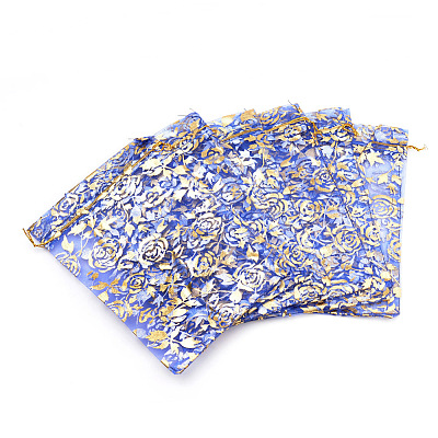 Rose Printed Organza Bags OP-R021-7x9-08-1