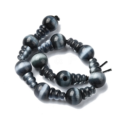 Cat Eye 3-Hole Guru Bead Strands G-K149-52A-1