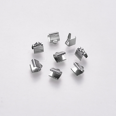 Tarnish Resistant 304 Stainless Steel Ribbon Crimp Ends STAS-S112-001A-P-1