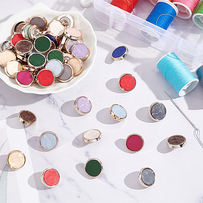 52Pcs 13 Colors Resin Shank Buttons FIND-OC0002-71-1