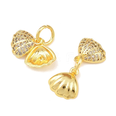 Brass Micro Pave Clear Cubic Zirconia Charms KK-C142-05G-1