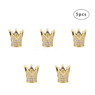 Eco-Friendly Brass Micro Pave Cubic Zirconia Crown Beads ZIRC-NB0001-07-NR-1