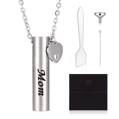 1Pc Word 304 Stainless Steel Column Urn Ashes Necklace DIY-TA0010-07E-1