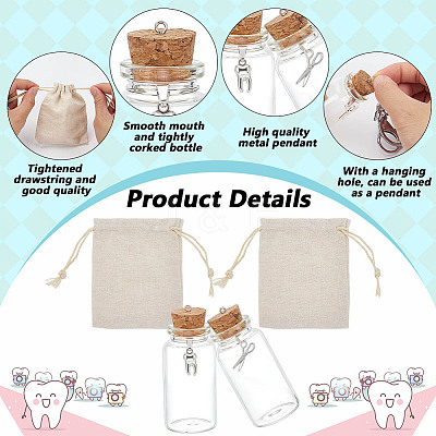 Transparent Glass My First Curl and My First Tooth Book Keepsake Bottle AJEW-FG00016-1