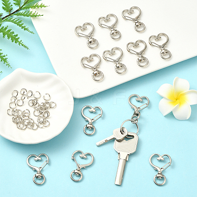 40Pcs Heart Zinc Alloy Swivel Lobster Clasps FIND-SP0001-20G-1