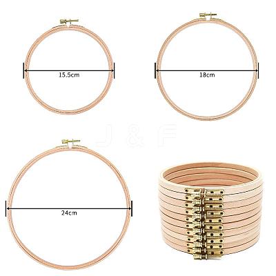 4Pcs 4 Styles Beechwood Round Embroidery Hoops DIY-AR0004-91-1