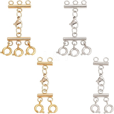 4Pcs 4 Styles Multi-Strand 304 Stainless Steel Lobster Claw Clasps FIND-AB00046-1
