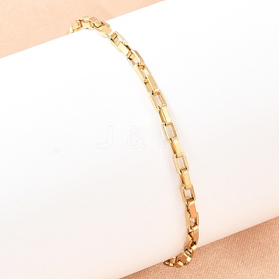 201 Stainless Steel Rectangle Link Chain Bracelets for Women BJEW-G767-01C-G-1