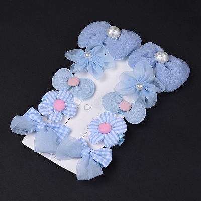 5 Pair 5 Style Bowknot & Flower Polyester Alligator Hair Clips PHAR-C012-01D-1