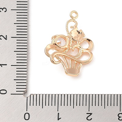 Brass Inlay Clear Glass Pendants KK-S388-30G-1